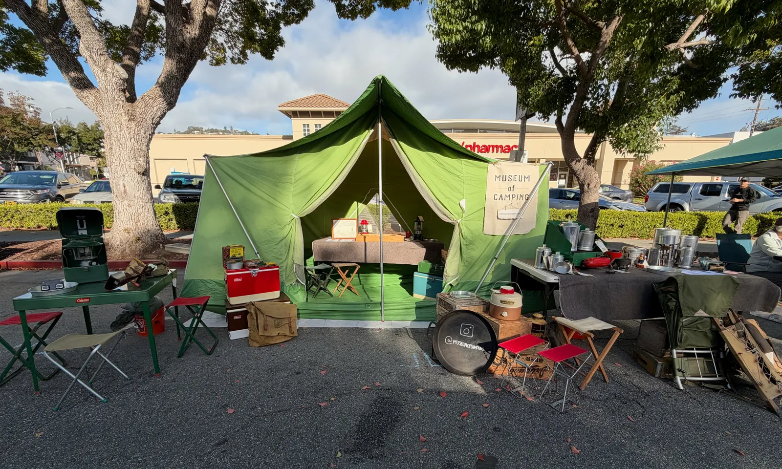 The Museum of Camping's 1978 Coleman Oasis cabin tent takes over San Carlos Avenue