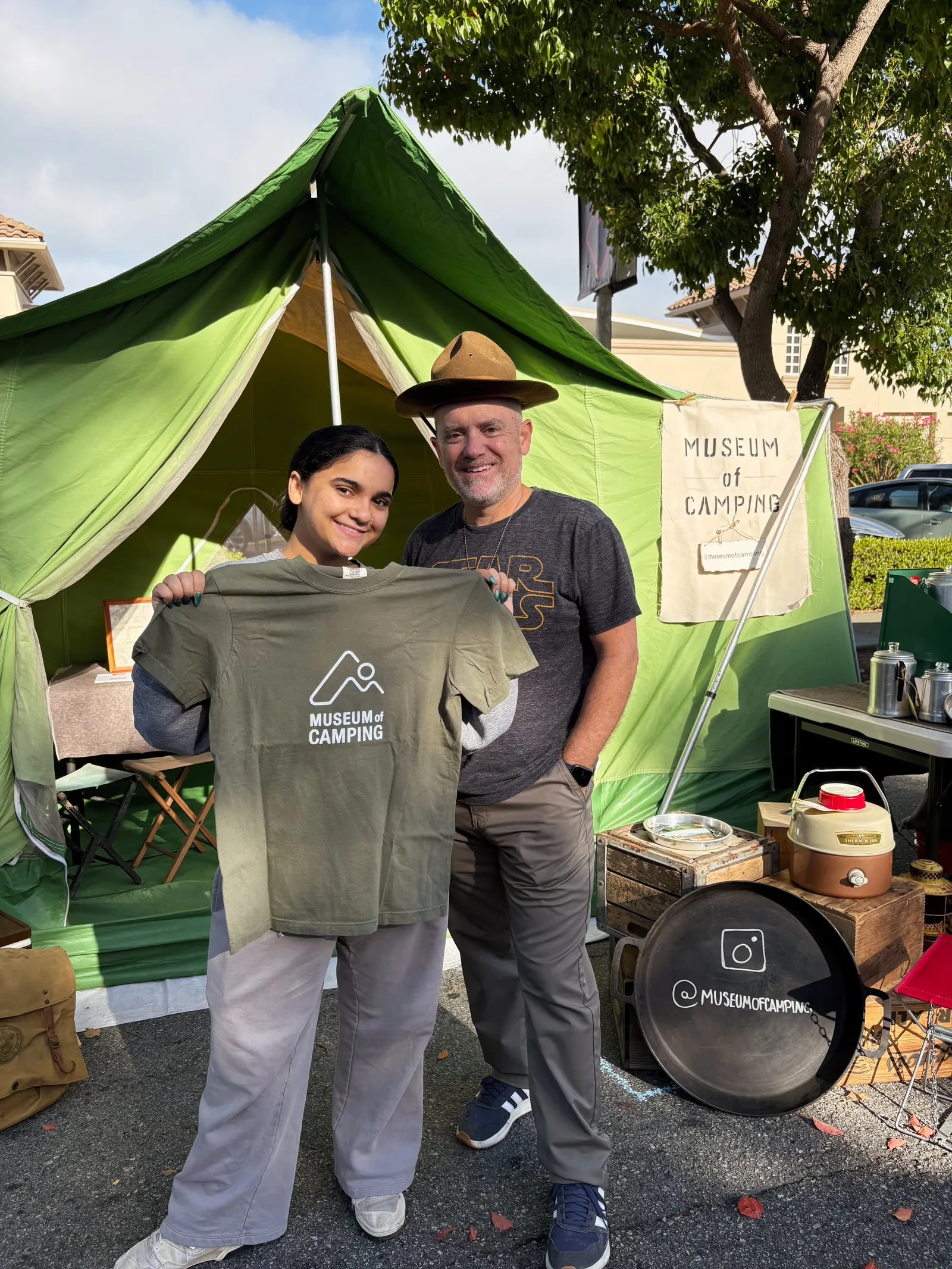 Showing off new Museum of Camping merch