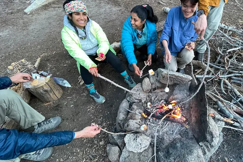 Enjoying s'mores and stories around the campfire, Sierra National Forest (2026)