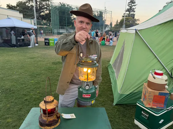 Museum founder Jeff Stanger shows off a family heirloom