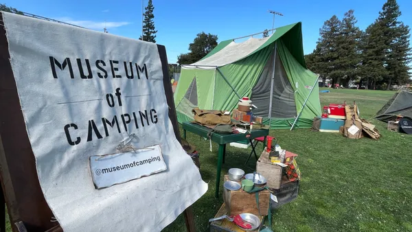 The Museum of Camping's first pop-up exhibit at Burton Park, San Carlos, California